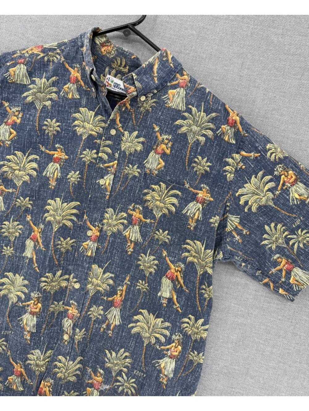 Vtg Reyn Spooner Hawaiian Shirt Mens XL Blue Hula Girl Floral Aloha Camp